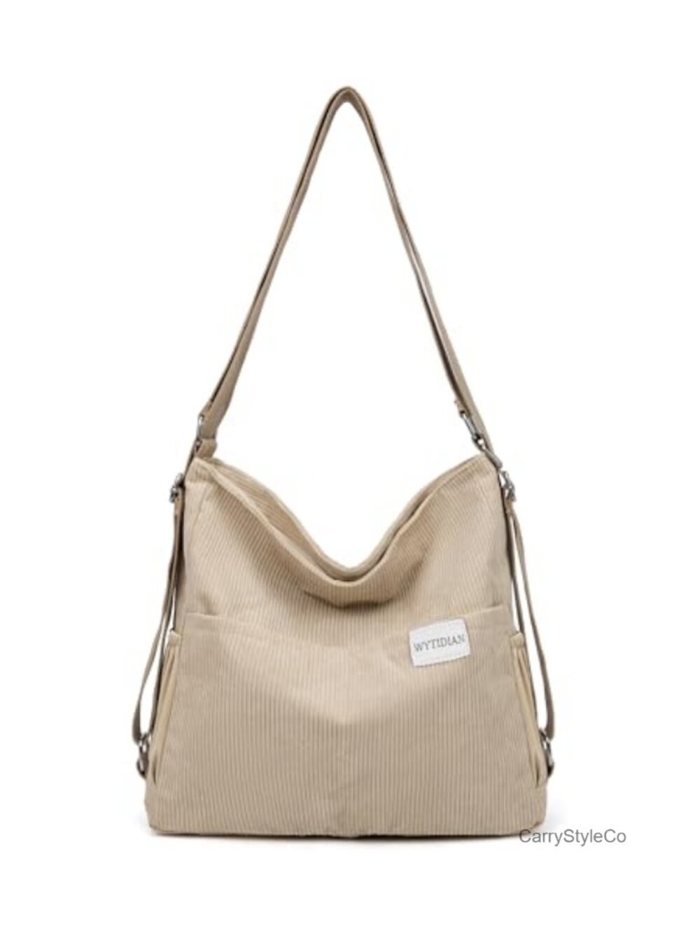 Corduroy Tote Backpack Crossbody Shoulder Bag Convertible Multi Pocket